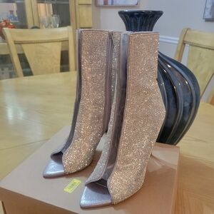 Elegant Silver Peep-Toe Booties